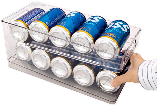 캔음료 2단 디스펜서 냉장고 정리 트레이 캔맥주 보관 1개, 1개입