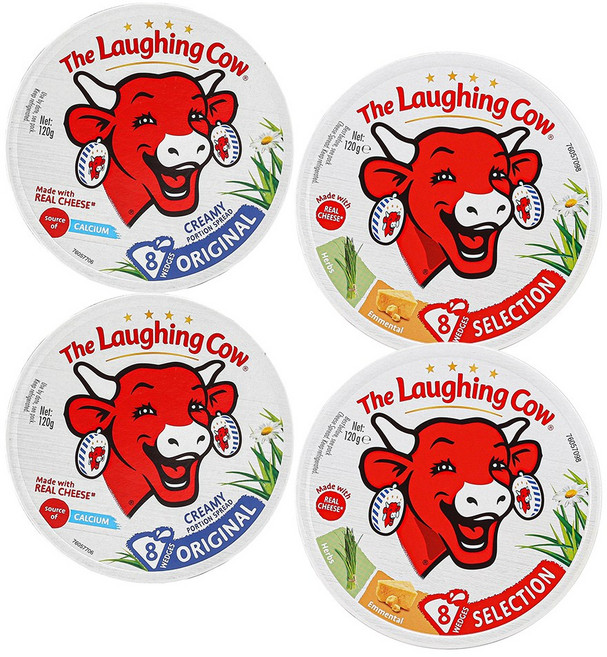 래핑카우 세모포션 치즈 8P 플레인2개 에멘탈앤허브2개, 4개, 120g