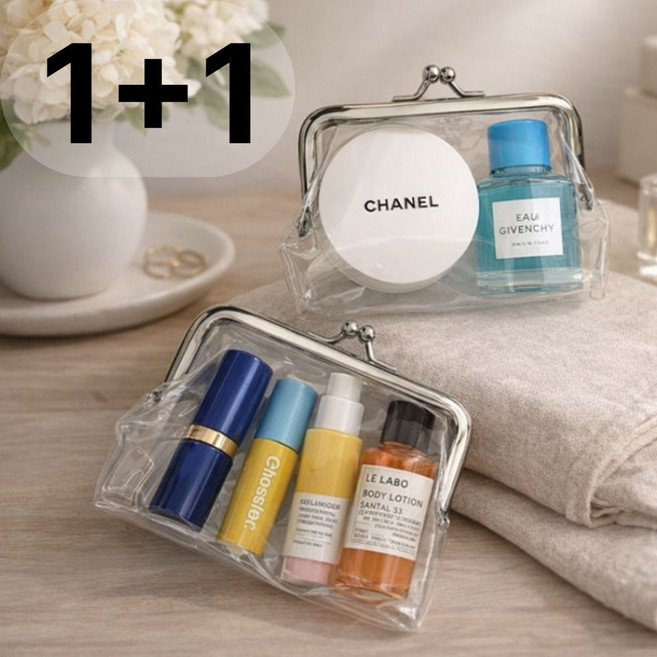 꼼쁘라스 최화정 휴대용 화장품 투명 방수 미니 파우치 동전 지갑