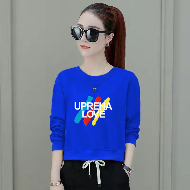 해피유통 여성 쇼트 긴팔 맨투맨 루즈핏 톱 jhz