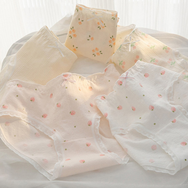 [핑크마카롱] 은은한 딸기체리 순면팬티 5개세트