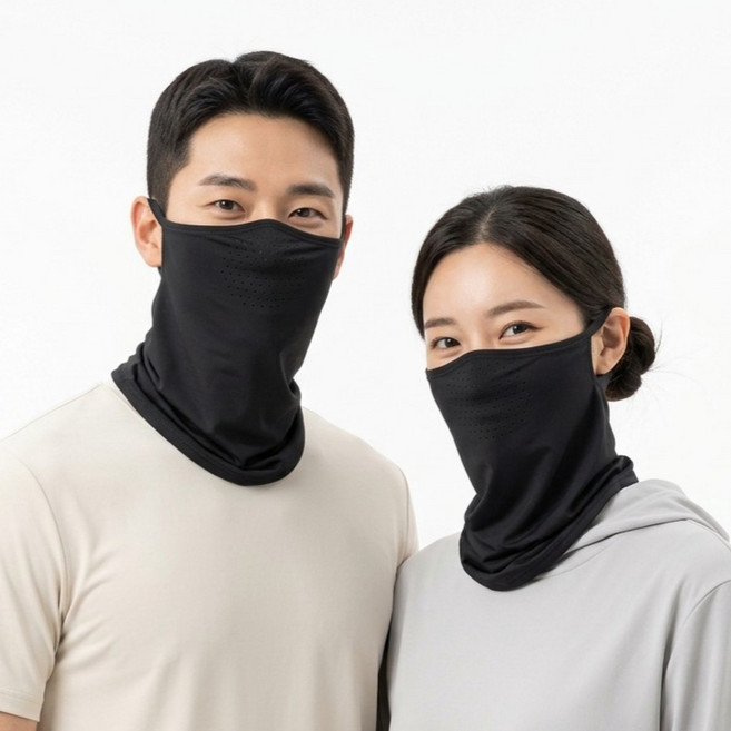 상덕 자외선차단 쿨 메쉬 페이스커버 골프 스포츠용 얼굴가리개, 2개, 블랙