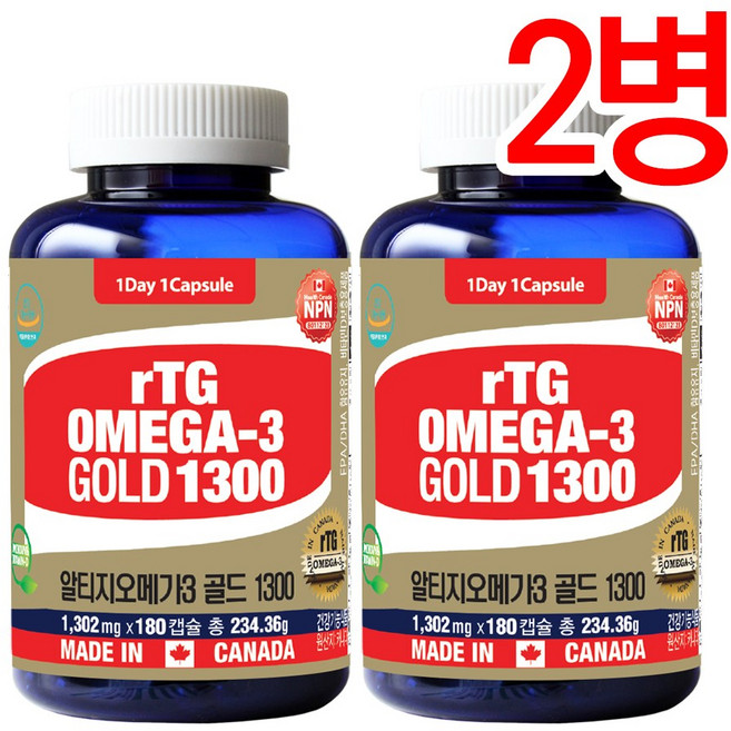 통라이프 알티지 오메가3 골드 1300, 180정, 2개