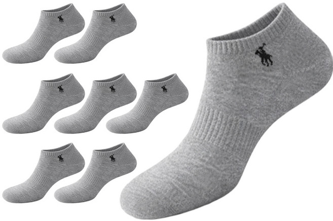 마상격구 남성 국산 스니커즈 발목 양말, 8개, 그레이