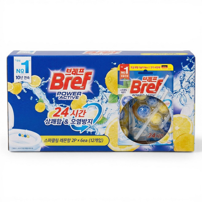 브레프 변기세정제 파워액티브, 12개, 50g