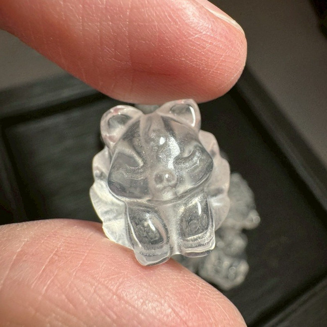 天然白水晶 九尾狐 通孔配件, 白水晶九尾狐
