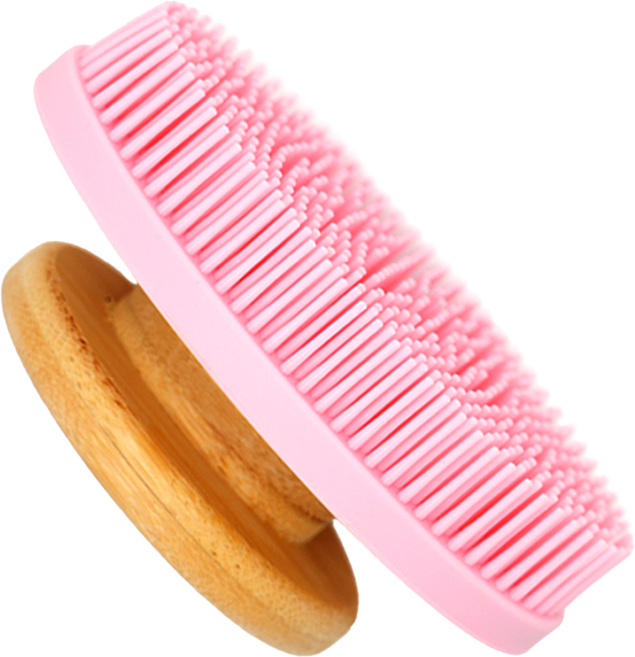 테미러스 우드 실리콘 바디 브러쉬, 1개, 1개입, 핑크  핸드형