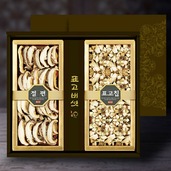 프리미엄 참나무 건 표고버섯 선물세트 + 선물용가방, 행복7호 (절편100g/표고칩100g), 1개