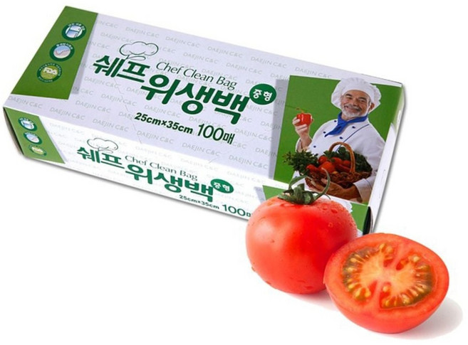주방용 식품 보관 위생백 중형 25x35 100매 대용량 롤팩 롤백 봉투 야채 냉동실정리
