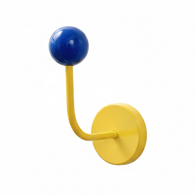 다양한 컬러의 우드볼 자석 걸이가 있어 냉장고 현관에 적합, 1개, 노란색