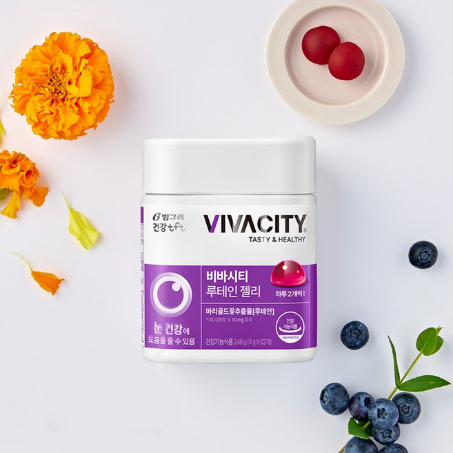 [빙그레] 비바시티 영양제 구미젤리 1통 (1개월분) / 루테인 젤리 베리믹스, 62정, 1개
