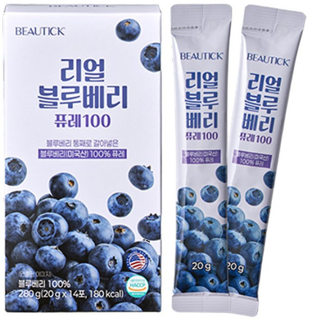 (BEAUTICK) 리얼 블루베리 퓨레 100 (14포), 14개, 20g