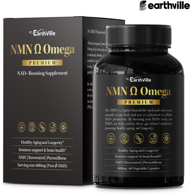 어스빌 NMN 3중케어 노화의종말 레스베라트롤 프테로스틸벤 엔엠엔 영양제, 60정, 1개