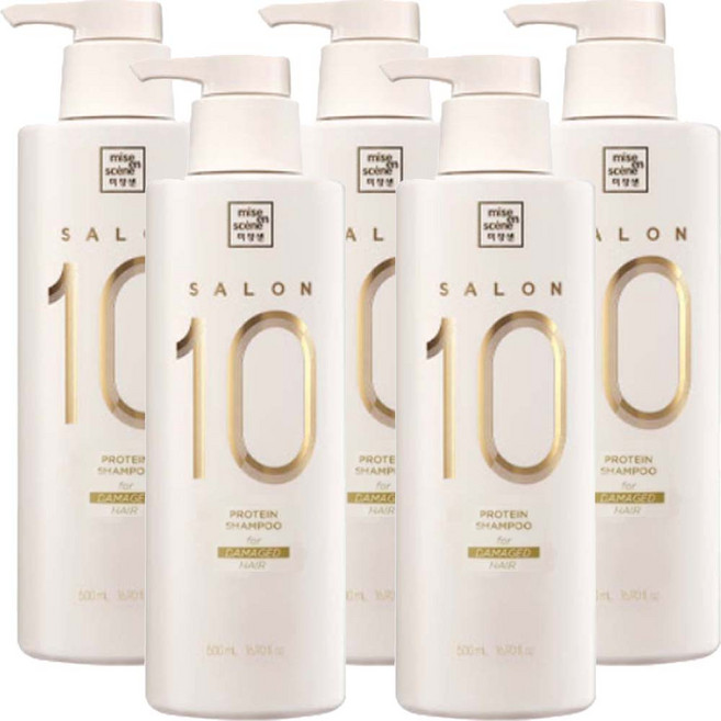 미쟝센 살롱 10 단백질 샴푸 손상 모발용, 500ml, 5개