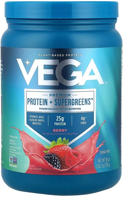Vega Premium Protein + Supergreens™ Mixed Berry 1 lb 2 oz 510 g, 1개, 510g - 쿠팡