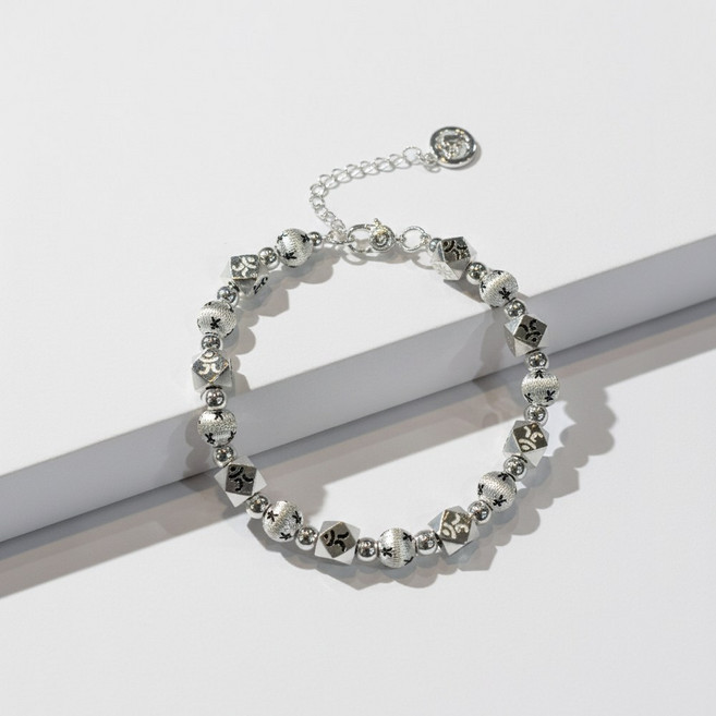 클로라 패션 은도금 염주팔찌 선물용 데일리 브레이슬릿