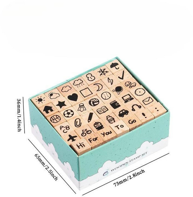 나무 고무 알파벳 문자 숫자 스탬프 스탬퍼 씰 공예 카드 제작용, 1개, 5. 7