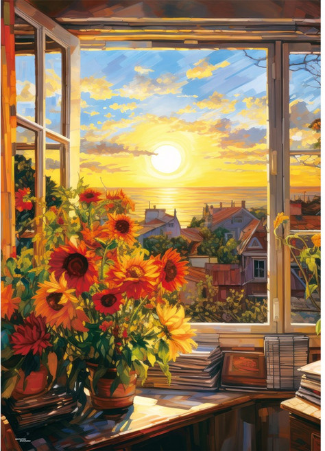 1000피스 직소퍼즐 창가의 해바라기화병 (액자옵션선택) TPD10-1040, 1개, 퍼즐단품(액자없음)