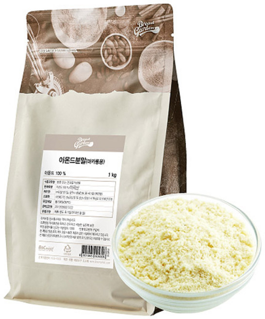 특A 아몬드 가루 분말 파우더 100% 1kg 벌크 대용량 마카롱 베이킹 쿠키 케이크 머핀 타르트 머랭 재료 용, 1개
