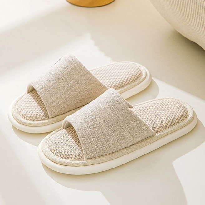 ClosArt 남녀커플 린넨 층간소음방지 쿠션 거실화 사무실 실내화 실내 슬리퍼