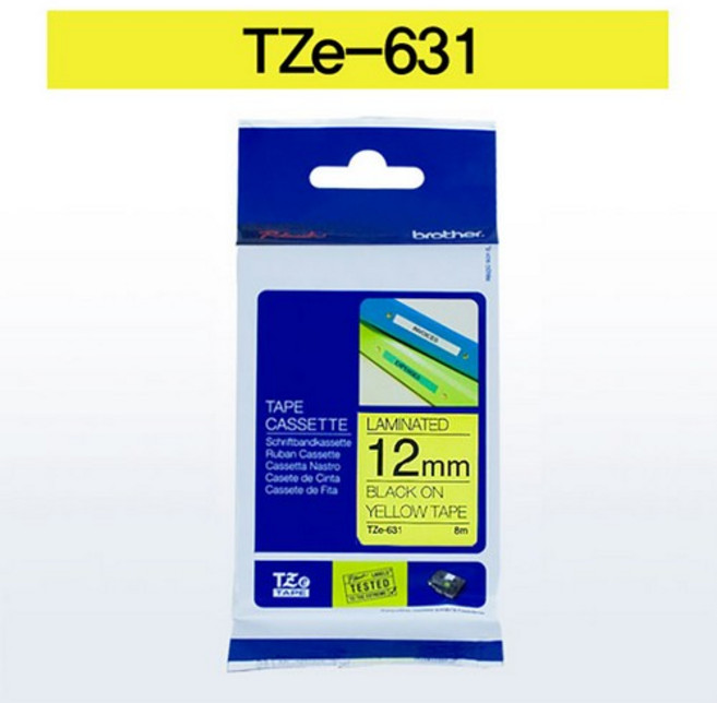 브라더 테이프카트리지(TZe-631/12mm/노랑/흑색문자), 단품