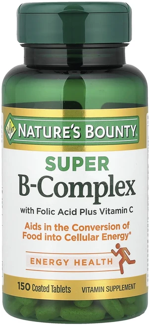 단백질 비타민 철분 마그내슘 칼슘 Nature's Bounty 엽산 및 비타민C 함유 슈퍼 B-복합체 코팅정 150정 고루고루섭취해주세요, NaturesBounty엽산및비타민C함유슈퍼B복합체코팅, 1개 - 쿠팡