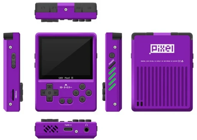 5000개 이상의 게임 2025 GKD Pixel 2 금속 휴대용 콘솔 2.4인치 IPS 640x480 레트로 64GB CNC 생일 선물, 01 64G, 01 빠른, 04 Purple