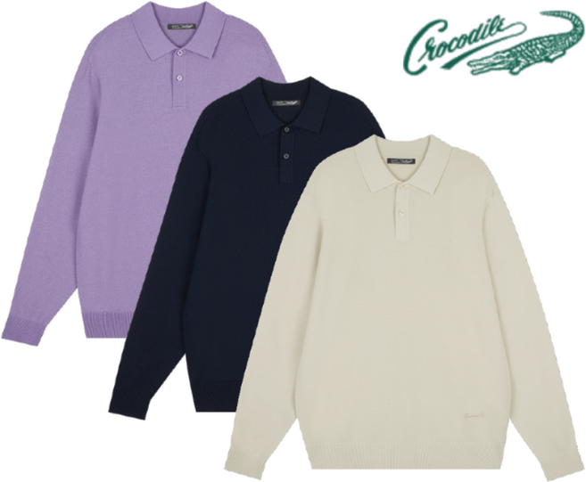 크로커다일 이월상품 남성 [봄 간절기]무난한 니트 카라 티셔츠