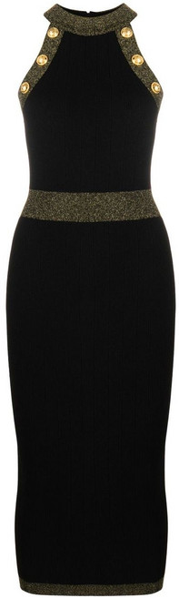 발망 버튼 디테일 니트 드레스