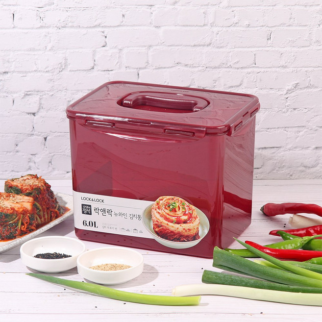 락앤락 플라스틱 직사각 원핸들 김치통 HPL890WN, 6L, 2개