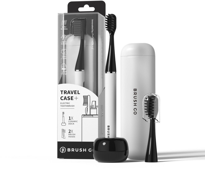 MIPOW BRUSH GO i4 울트라 슬림 음파 전동칫솔 | 여행용 충전 칫솔 | 브러시 헤드 2개 포함 | 슬림하고 가벼운 전동칫솔, 1세트, white, CI-900S