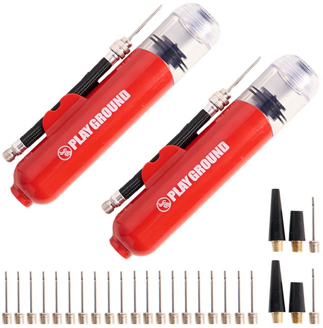 PLAYGD 휴대용 미니 볼펌프 PGC1003 1+1, 레드