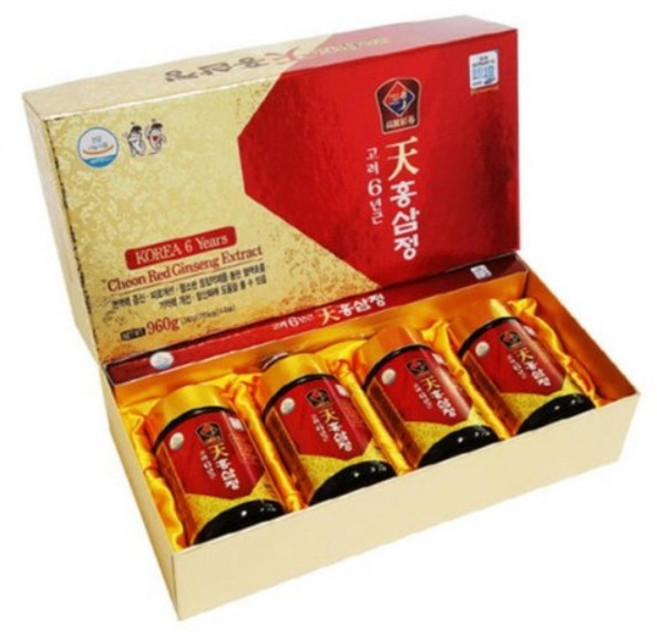 [대한홍삼진흥공사] 고려 6년근 천홍삼정 240g x 4병 면역력증진 기력회복 부모님효도선물 쇼핑백제공, 3박스(추가할인10%)