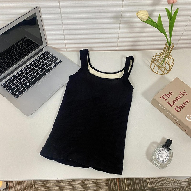 가을 겨울 도톰하고 기모 U넥 보온 내의 패드 포함 미등 보온 조끼 여성 이너 이너 이너 레깅스