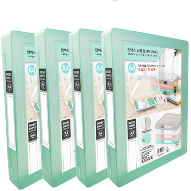 소호리빙 뉴 인덱스 화일케이스 대형 40mm, 그린, 4개