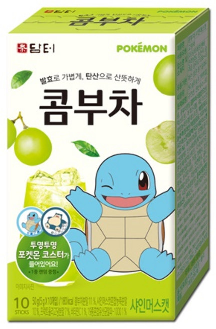 담터 콤부차 레몬/자몽/샤인머스캣/망고리치 10T 포캣몬 코스터 1개 랜덤증정, 샤인머스캣10T, 5g, 10개입