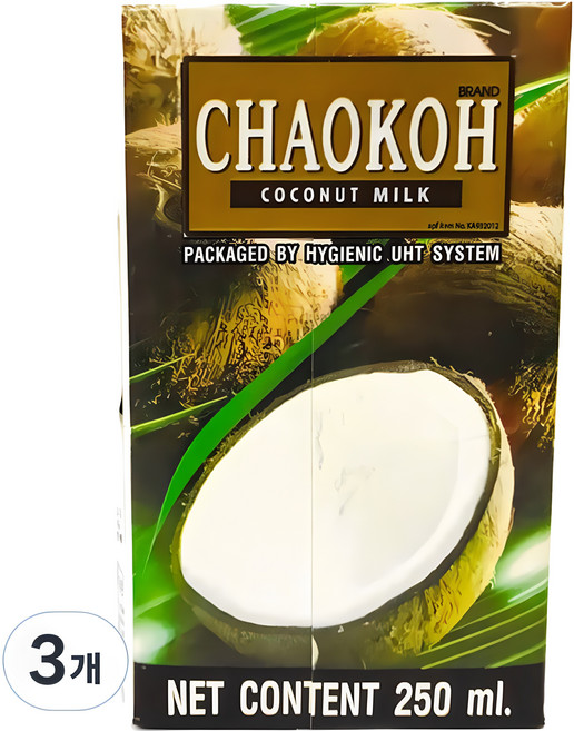 차오코 코코넛밀크, 250ml, 3개