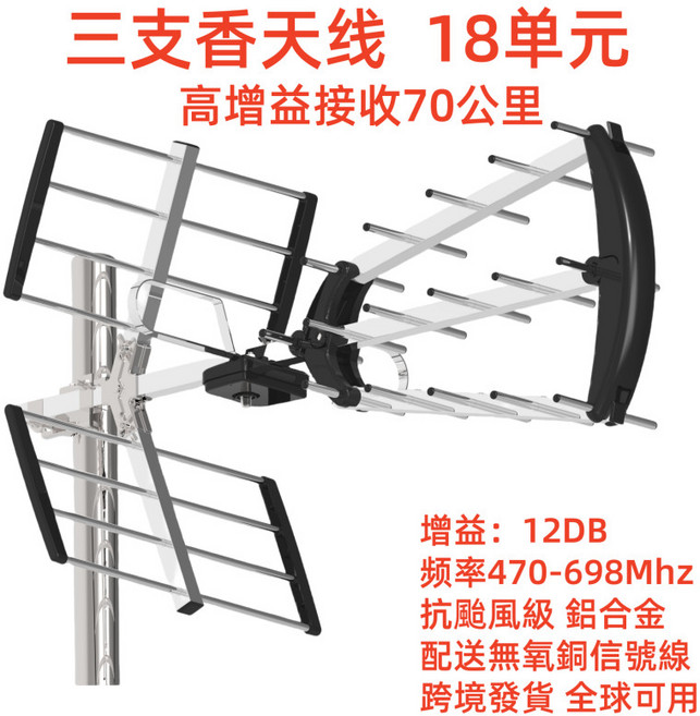 수신기 안테나 티비 실내안테나 편리하고 TV안테나 주파수, 1개, 구리선 5G 내성 안테나 18m