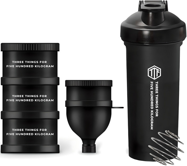 삼대오백 전용 프리미엄 쉐이커 + 필박스 + 깔때기 세트, 블랙, 800ml, 1개