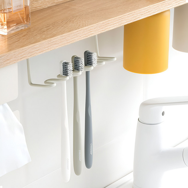 공중부양칫솔걸이 셋트 거치대 무타공 욕실칫솔걸이 접착식 자석칫솔걸이 컵셋트, 1세트, 화이트