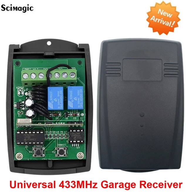 호환 용품 433mhz 원격 제어 차고 문 수신기 2CH 12V 24V 컨트롤러 게이트 오프너 송신기 고정 롤링 코드, [02] Black Receiver, 1개