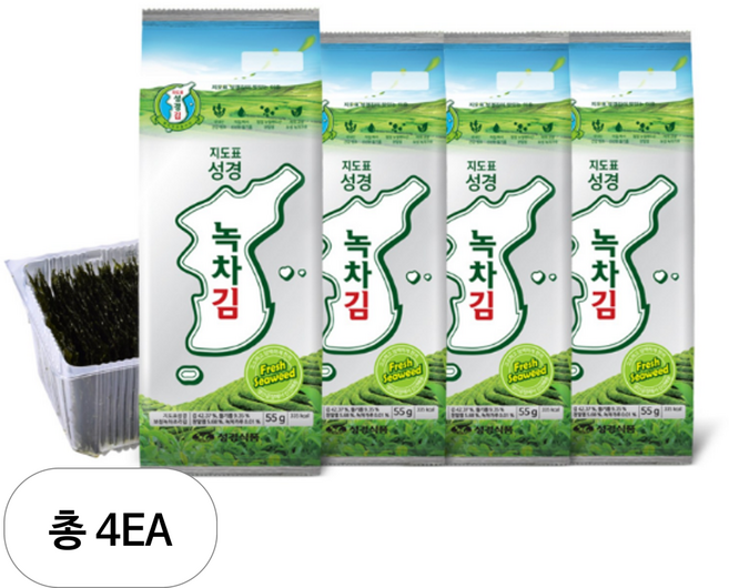 지도표 성경 녹차김, 55g, 4개