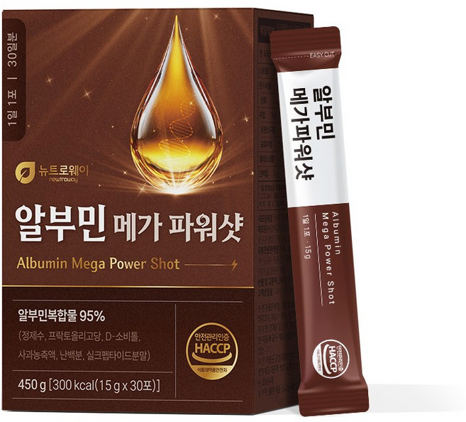 [해피풍차] 뉴트로웨이 알부민 메가파워샷 15g x 30포 (총 150일분) 5박스패키지, 5박스, 450g