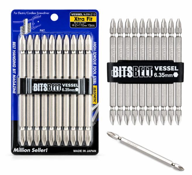 베셀 드라이버 비트세트 BW-213 110mm 6.35mm 십자 양용 10P, 1개