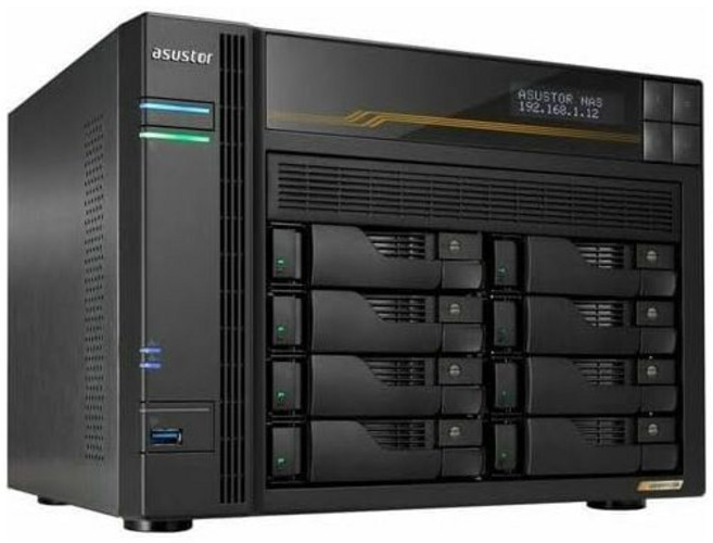 아수스토어 락커스토어 8 Gen3 AS6808T 8베이 네트워크 저장장치 AMD 라이젠 쿼드코어 2.3 GHz 16GB 램 ECC DDR5 4 M.2 NVMe 슬롯 이중 5Gb