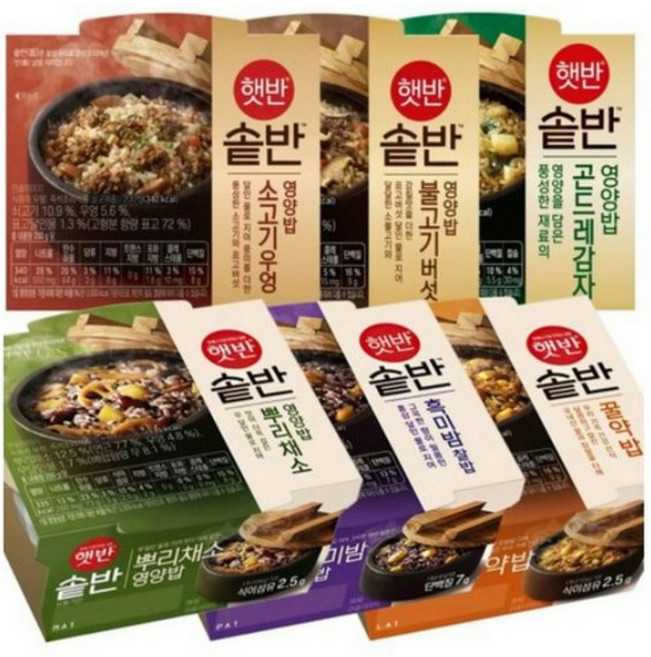 햇반솥반 6종세트(곤드레감자+뿌리채소+불고기버섯+흑미밤찰+소고기우엉+꿀약밥), 1팩, 1.22kg
