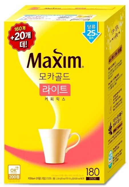 맥심 모카골드 라이트 커피믹스 (+), 12g, 180개입, 1개