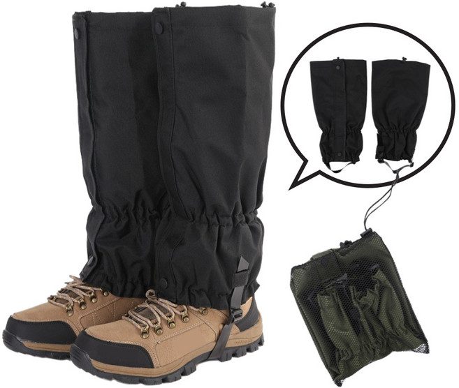 마켓피아 산악용 두꺼운 옥스포드 방수 스패츠 심마니각반 뱀각반 등산각반 벌초각반 군용천막 질감의 짱짱한 발토시, 블랙