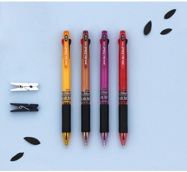 자바 제트3볼 0.38mm 3색 볼펜, 1개, 빨강