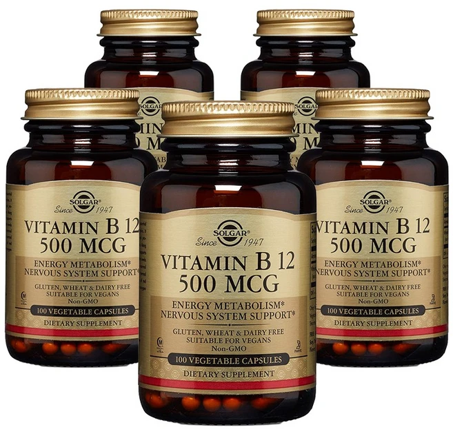 [정품 미국 배송] 솔가 비타민 B12 500 mcg 100정 (베지캡슐) Solgar Vitamin 100정 -5개 SET, 5개 - 쿠팡